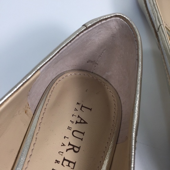 Ralph Lauren Sally Nappa Platino Point Toe Flats - Picture 7 of 8